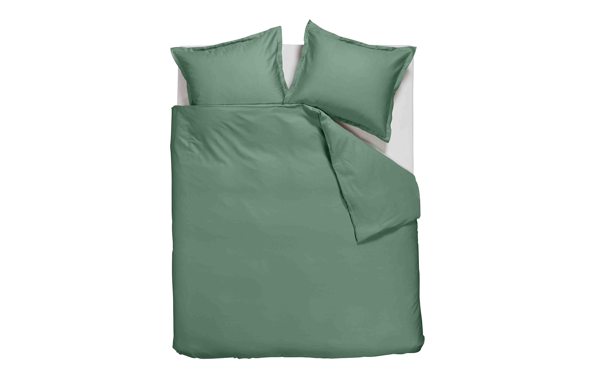 Ambiante Satin Bettwäsche Uni Grau Grün