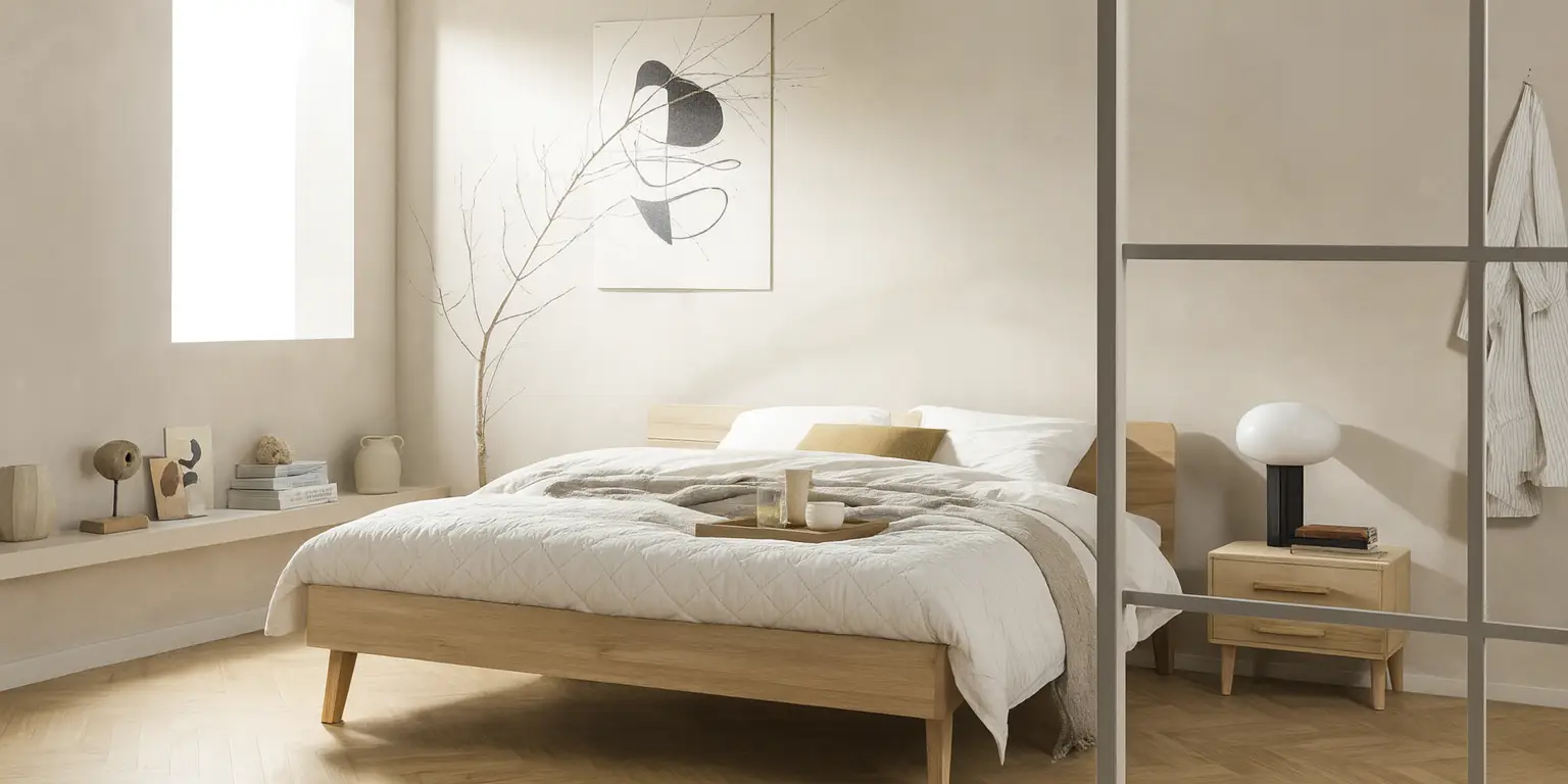 Skandinavisches Schlafzimmer mit dem idealen skandinavischen Bett 